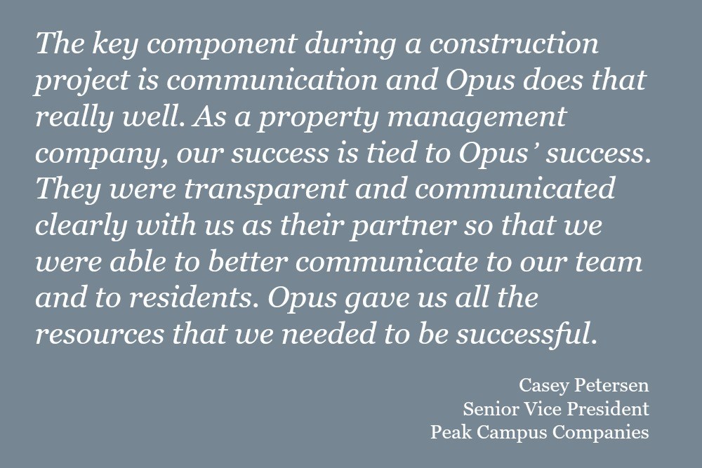 quote about Opus' student housing development and construction