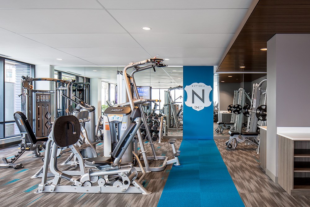 The Nic on Fifth features luxury amenities including a fitness and yoga studio.