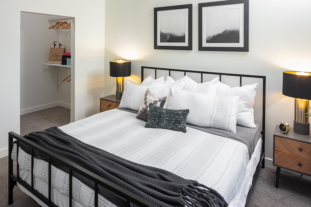 The Marke of Elmhurst Luxury Multifamily Model Unit Bedroom developed by Opus