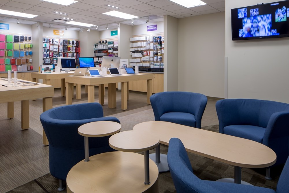 The iJay store at Creighton University was designed to provide collaborative spaces for product demos.