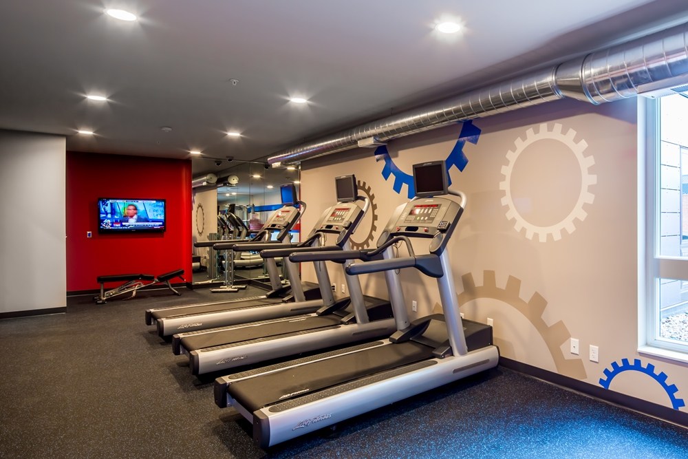 workout room at The Station on Washington Student Housing Development in Minneapolis