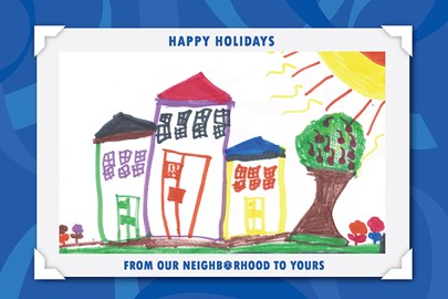 Our holiday cards feature artwork created by an Opus Foundation funded nonprofit’s client.