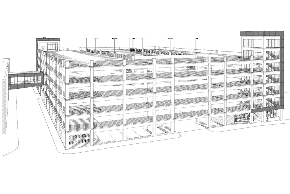 Rendering of green parking garage for the City of Westminster