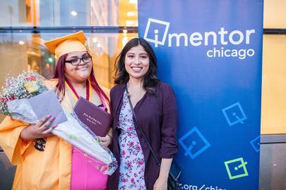 a young female graduate and her mentor from iMentor Chicago