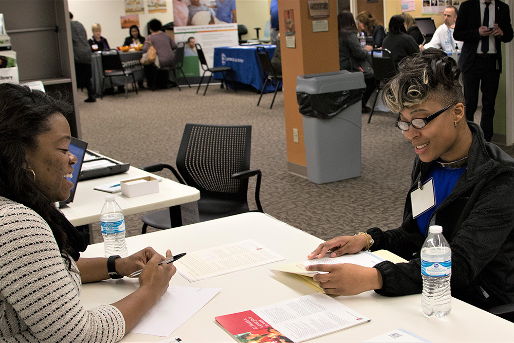 two women participate in a workforce development workshop with Goodwill of Central and Southern Indiana
