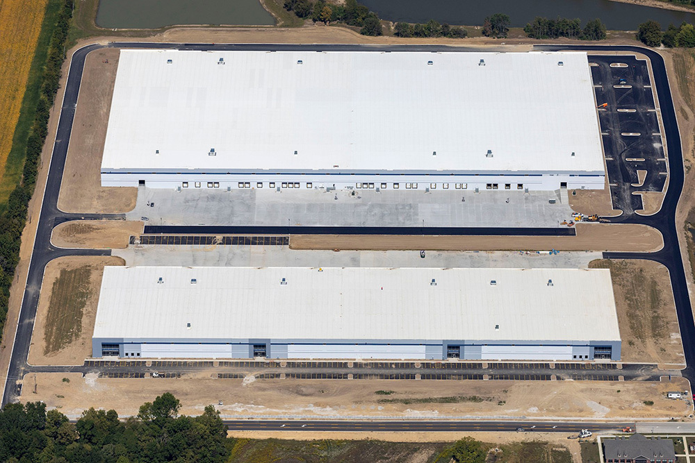 aerial of Winchester Logistics Park, built by Opus