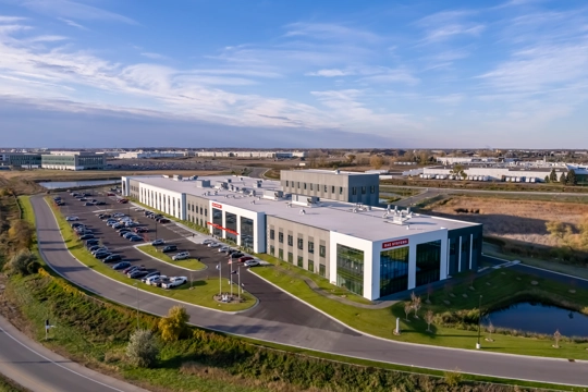 aerial view of industrial building