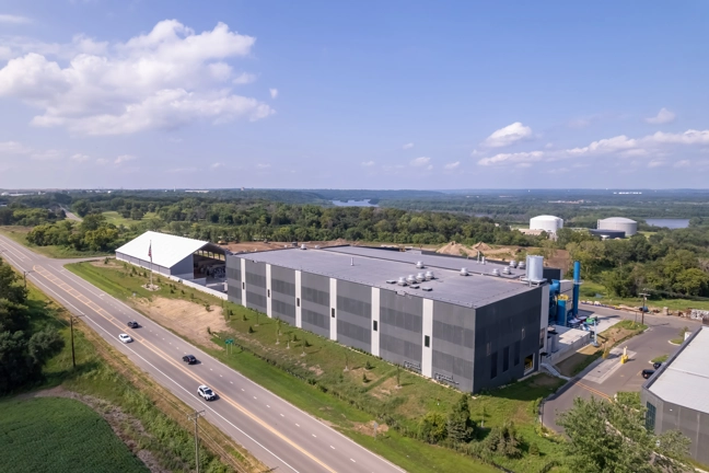 aerial view of industrial building