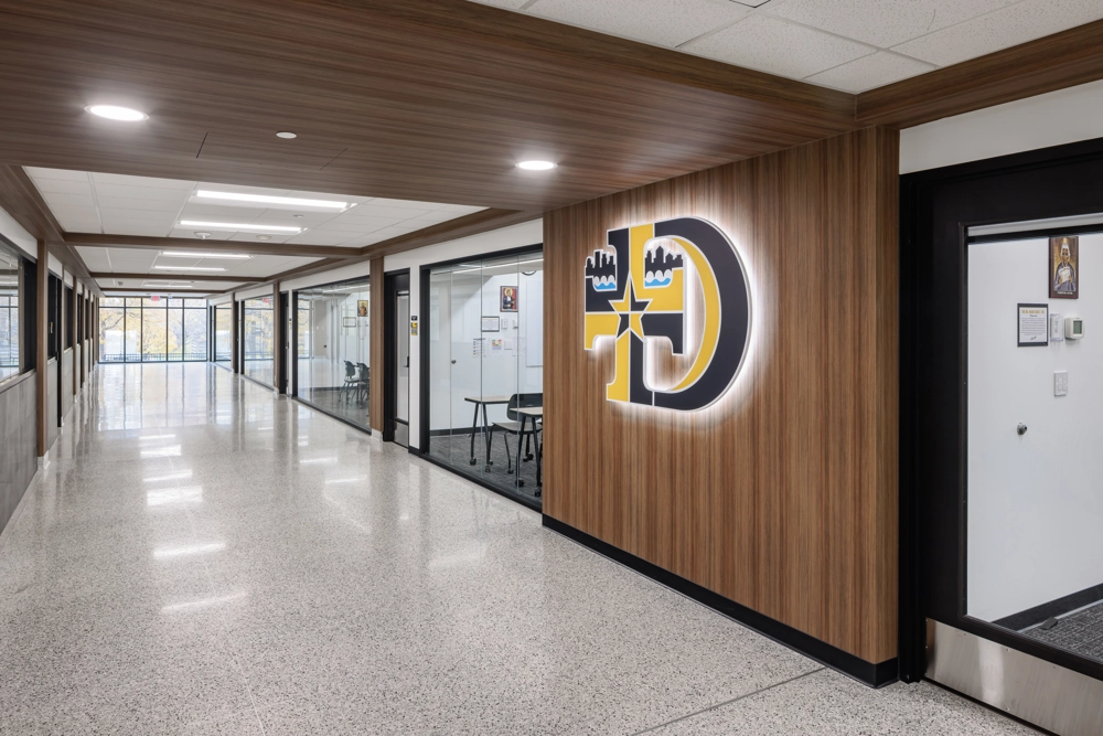 school hallway and classrooms