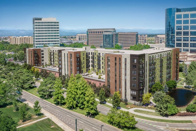 rendering of aerial view of multifamily building
