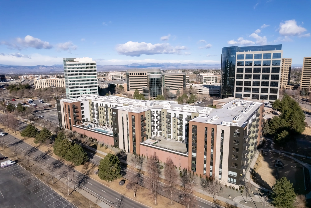 aerial view of apartment building