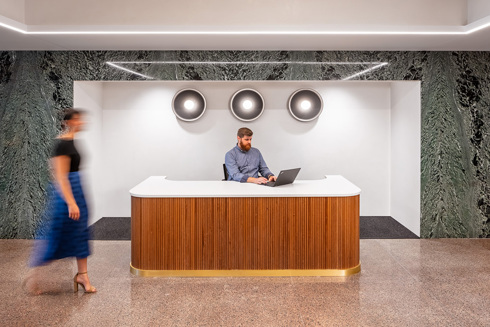 Employee entrance and concierge at 3701 Wayzata Blvd office in Minneapolis