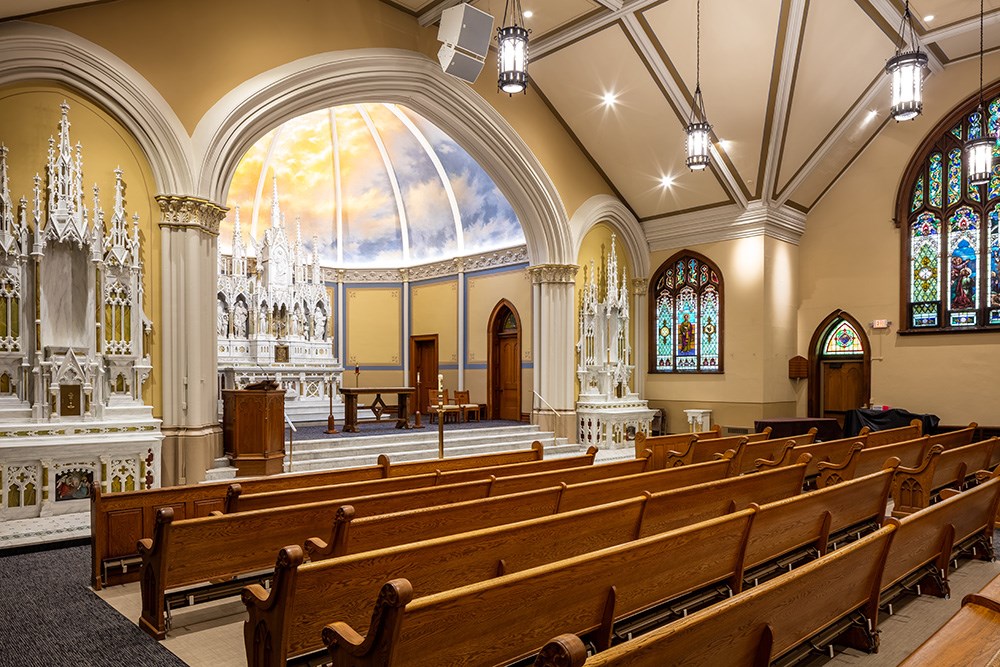 Renovated worship spaces at Ascension Church in Minneapolis, MN