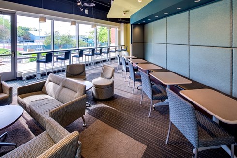 Informal collaboration spaces were included in Creighton University's redesigned Harper Center.