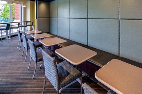 Creighton University's new building includes classroom space and informal gathering areas.