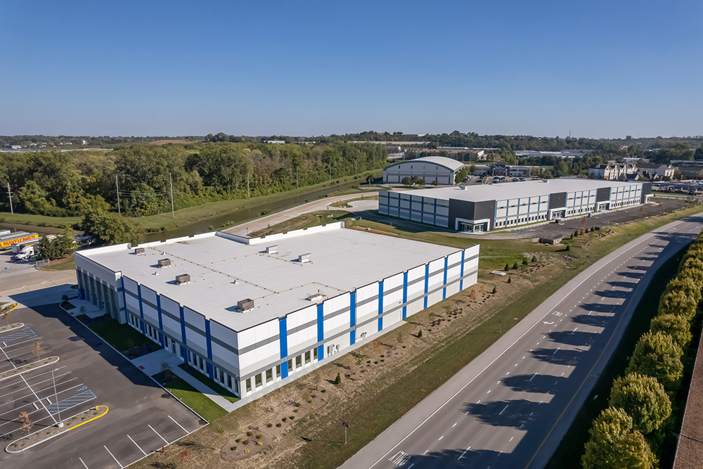 aerial of Earth City Spec and Johnstone Supply HQ Industrial