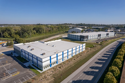 aerial of Earth City Spec and Johnstone Supply HQ Industrial