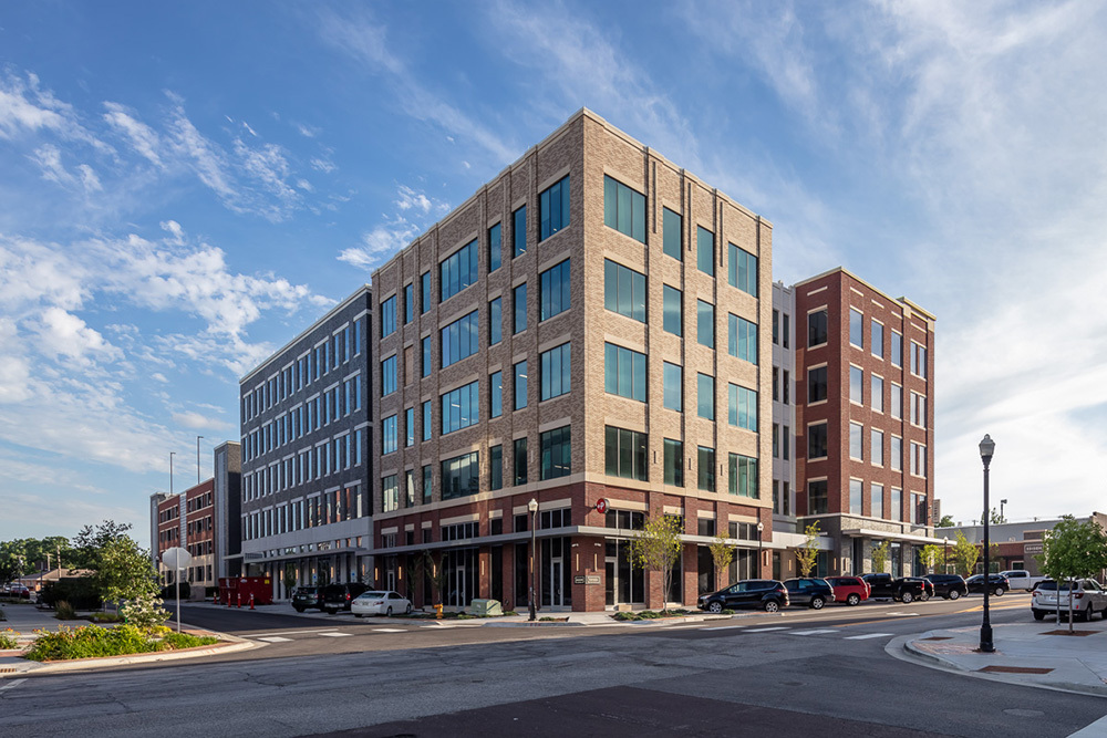 Exterior of Edison District in Overland Park, Kansas, by The Opus Group