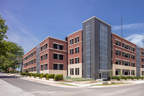 Exterior of Edison District in Overland Park, Kansas, by The Opus Group