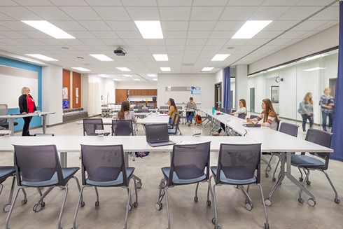 Northwestern College Health Natural Sciences Flexible Learning Classroom built by Opus Design Build.