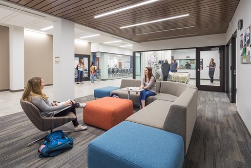 Northwestern College Health Natural Sciences Nursing Lounge built by Opus Design Build.
