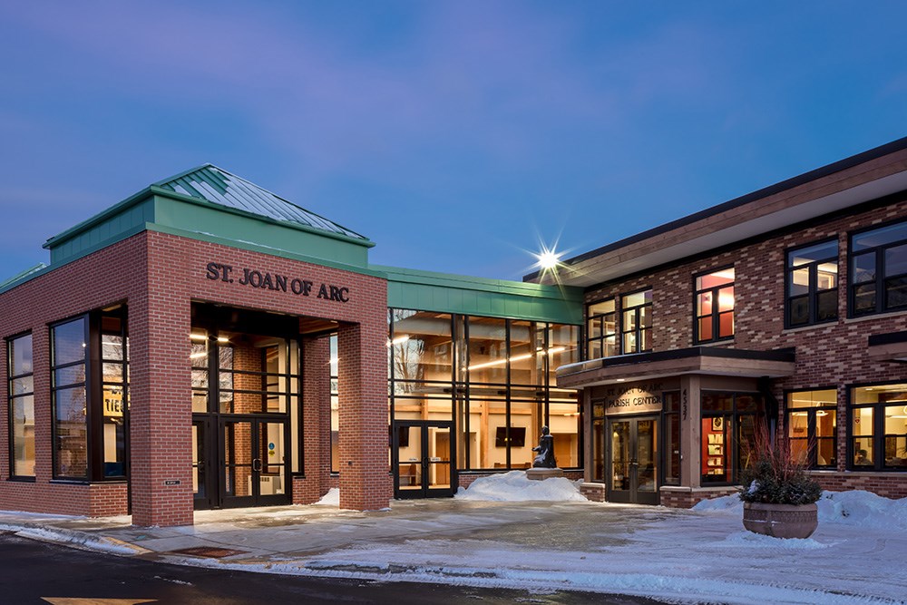 Saint Joan of Arc Catholic Community (Minneapolis) welcome center by Opus Design Build, L.L.C. and Opus AE Group, L.L.C.