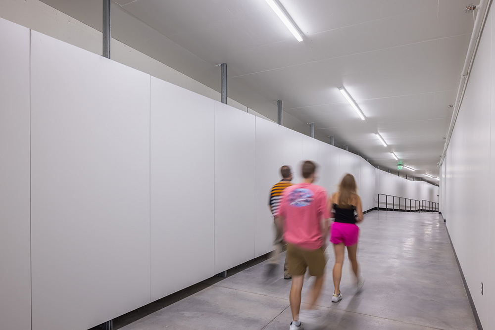 underground walkway in University of St Thomas Iversen Center for Faith